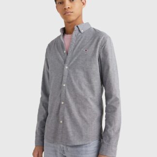 Camisa Tommy Jeans oxford slim gris