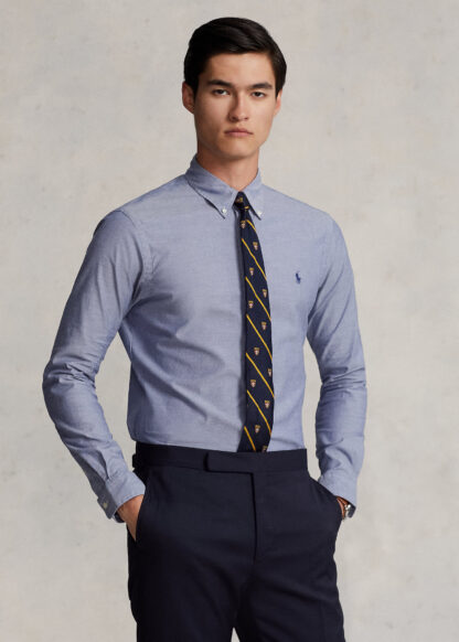 Camisa Polo Ralph Lauren Oxford Azul Elástica