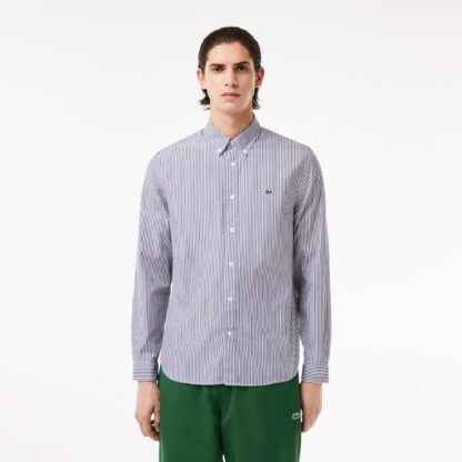 Camisa Lacoste Algodón Rayas Marino - Imagen 2