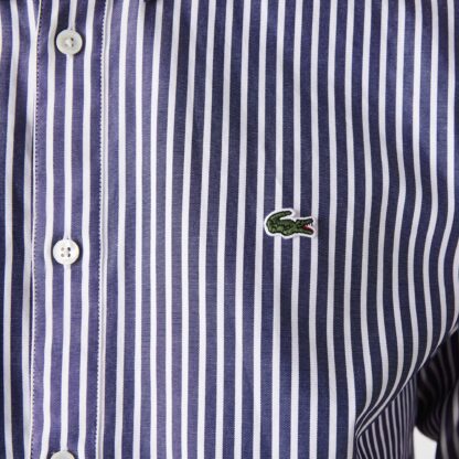 Camisa Lacoste Algodón Rayas Marino - Imagen 5