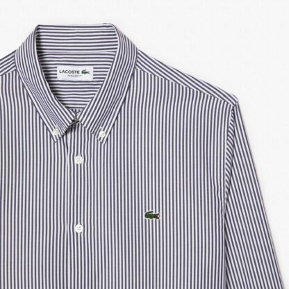 Camisa Lacoste Algodón Rayas Marino - Imagen 7