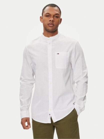 Camisa Tommy Jeans Mao Lino Blend Blanco