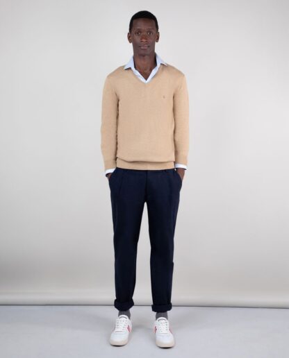 Jersey El Ganso Cuello Pico Coderas Camel - Imagen 2