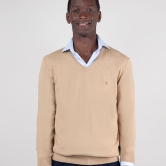 Jersey El Ganso Cuello Pico Coderas Camel