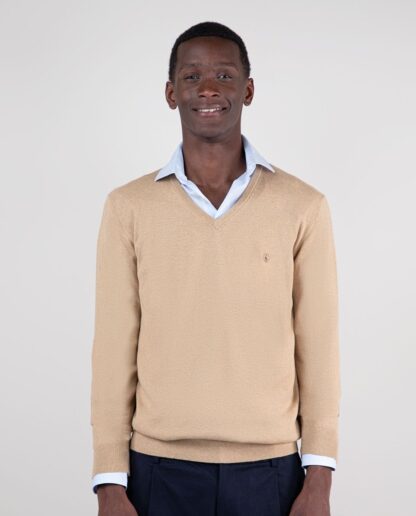 Jersey El Ganso Cuello Pico Coderas Camel