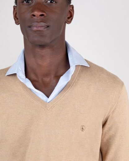 Jersey El Ganso Cuello Pico Coderas Camel - Imagen 7