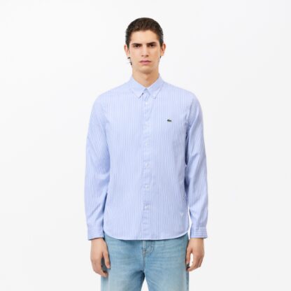 Camisa Lacoste Algodón Rayas Azul