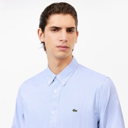 Camisa Lacoste Algodón Rayas Azul - Imagen 3