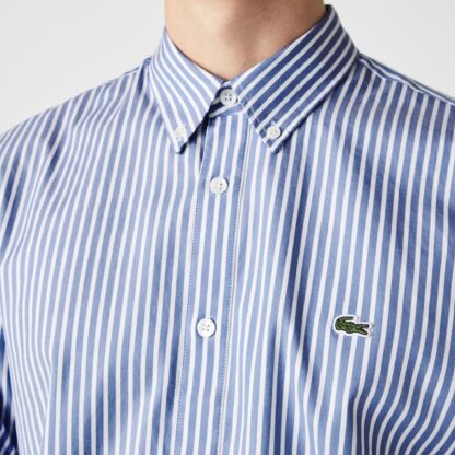 Camisa Lacoste Algodón Rayas Azul - Imagen 5