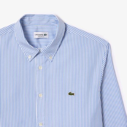 Camisa Lacoste Algodón Rayas Azul - Imagen 7
