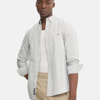 Camisa Tommy Jeans Rayas Oxford slim Verde