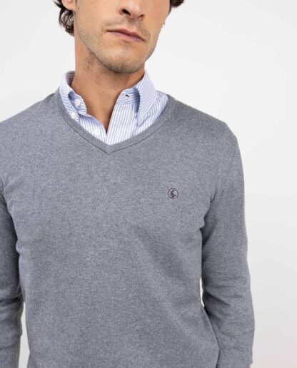 Jersey El Ganso Cuello Pico Coderas Gris - Imagen 5
