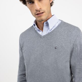 Jersey El Ganso Cuello Pico Coderas Gris