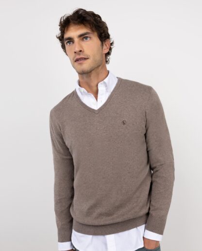 Jersey El Ganso Cuello Pico Coderas Marrón - Imagen 8