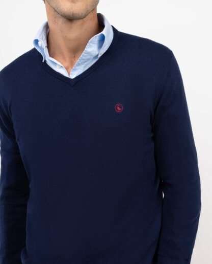 Jersey El Ganso Cuello Pico Coderas Marino - Imagen 6