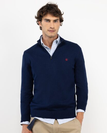 Jersey El Ganso Cuello Mock Marino