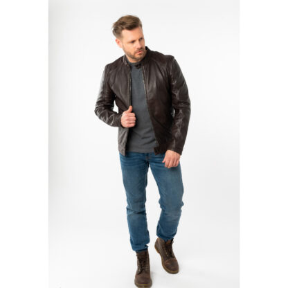 Chaqueta de Cuero Mauritius MM Tibor Biker Marrón - Imagen 4
