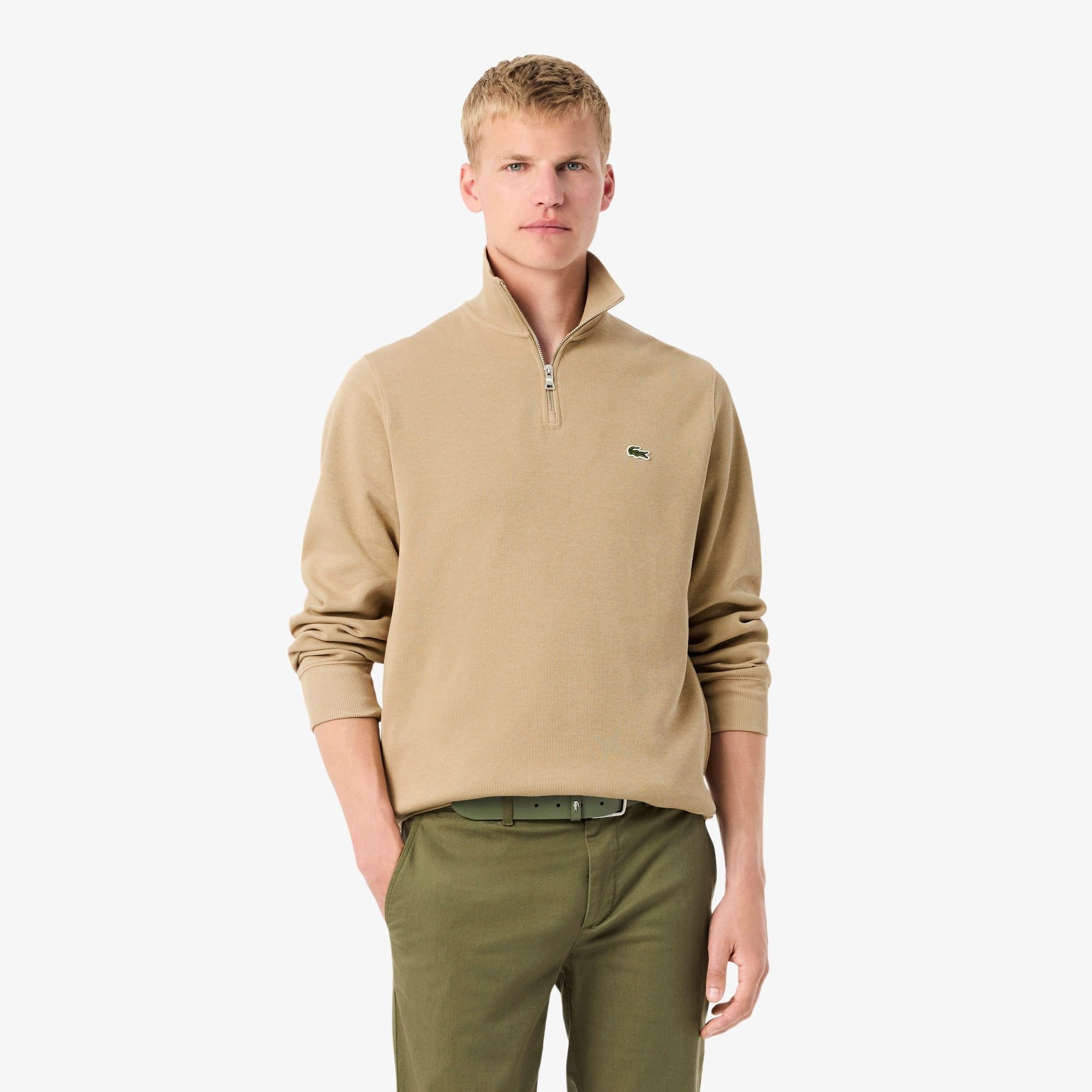 Sudadera Lacoste Cuello Cremallera Beige Antonio López