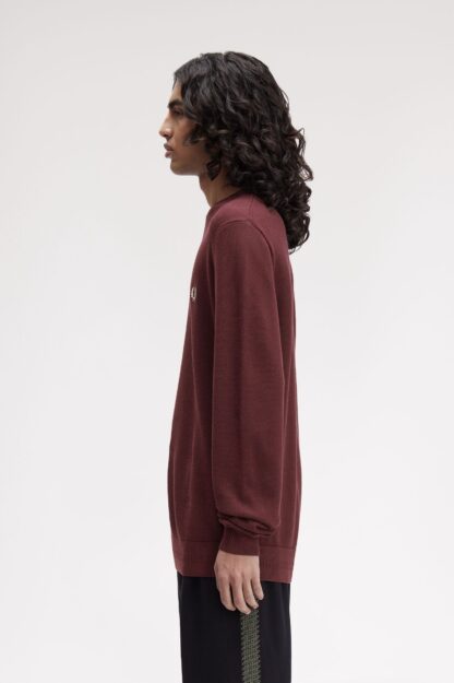 Jersey Fred Perry Cuello Redondo Burdeos - Imagen 3