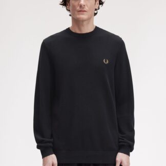 Jersey Fred Perry Cuello Redondo Negro