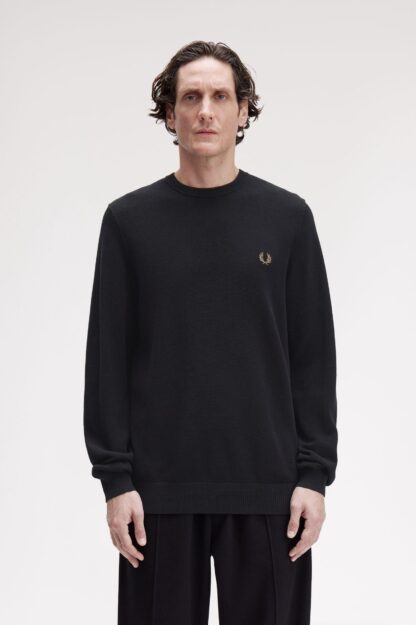 Jersey Fred Perry Cuello Redondo Negro