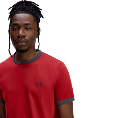 Camiseta Fred Perry Ringer Rojo - Imagen 2