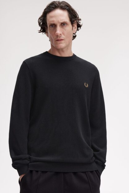 Jersey Fred Perry Cuello Redondo Negro - Imagen 2