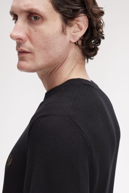 Jersey Fred Perry Cuello Redondo Negro - Imagen 4