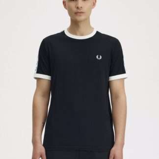 Camiseta Fred Perry Ringer Negra con Cinta Deportiva