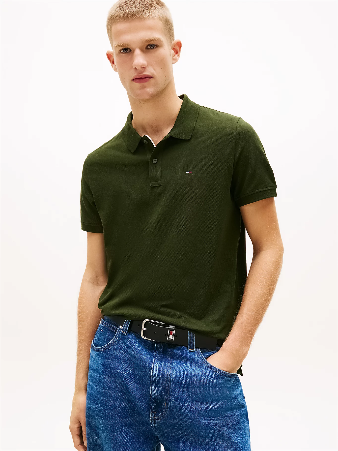 Polo Tommy Jeans Slim Verde Oliva