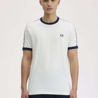 Camiseta Fred Perry Ringer Blanca con Cinta Deportiva