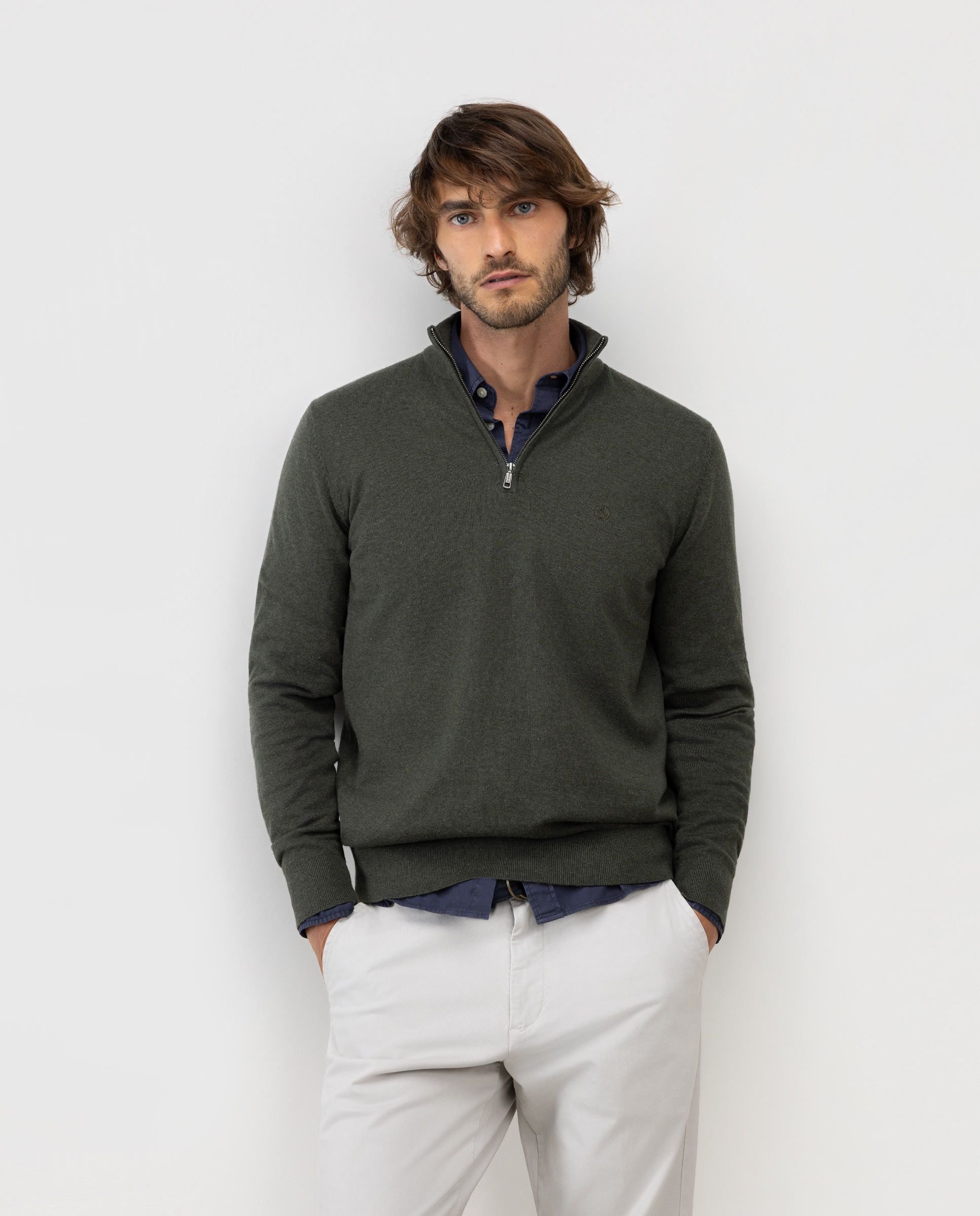 Jersey El Ganso Cuello Camionero Verde Oscuro
