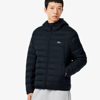 Chaqueta acolchada técnica Lacoste con capucha Negra